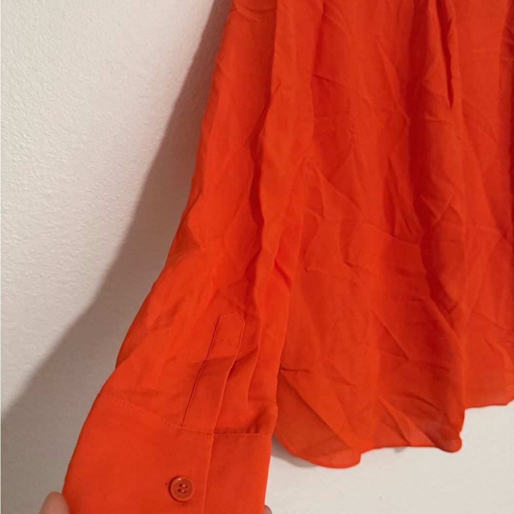 Zara Button-Front Long-Sleeve Blouse - Orange - Picture 7 of 7